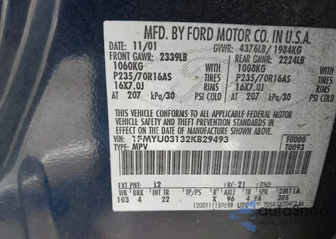 2002 Ford Escape Xlt from USA, damaged, VIN 1FMYU03132KB29493